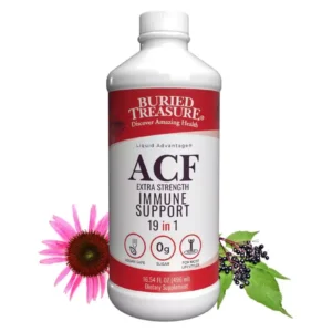 Buried Treasure ACF Extra Strength Immune Support - 16 oz, 16 Servings, Liquid Dietary Immunity Boost w/ Elderberry, Vitamin C & Zinc, Herbal Formula