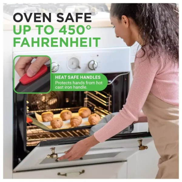 NutriChef 3-Piece Nonstick Kitchen Oven Baking Pans - Premium & Stylish Non-Stick Steel, Commercial Grade Restaurant Quality Metal Bakeware with Red Silicone Handles - Easy to Clean, NCSBS3S - Image 2