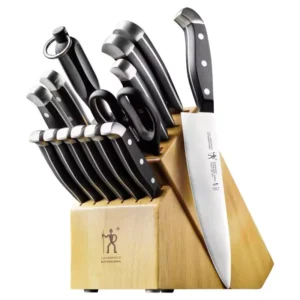 HENCKELS Premium Quality 15-Piece Knife Set with Block, Razor-Sharp, German Engineered Knife Informed by over 100 Years of Masterful Knife Making, Lightweight and Strong, Dishwasher Safe