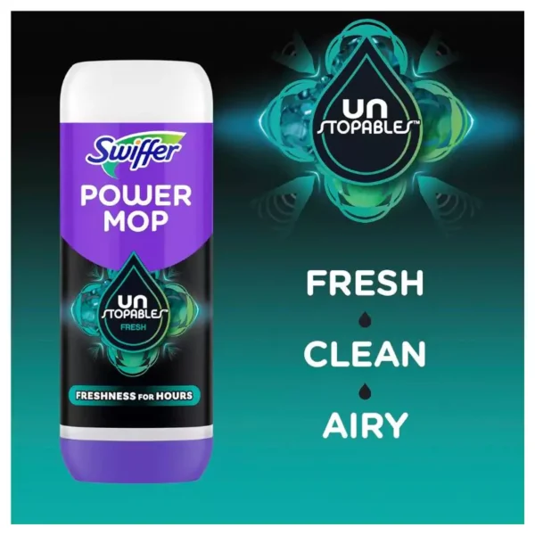 Swiffer PowerMop Floor Cleaning Solution with Unstopables Fresh Scent, PowerMop Refills, Floor Cleaner for Mopping, 25.3 fl oz, 2 Pack - Image 3